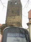 Kirchturm Ruine mit GPS