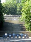 Stairs, fountain, sculpture Unity