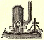 Schnitt durch einen hydraulischen Widder (1851)