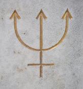 das Symbol des Neptun