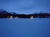 Blick auf Watzmann, Loipe und Flutlichtbereich