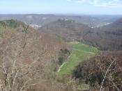 Blick von den Rutschenfelsen ins Brühlbachtal