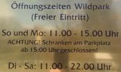 Öffnungszeiten Wildpark