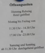 Öffnungszeiten der Gaststätte